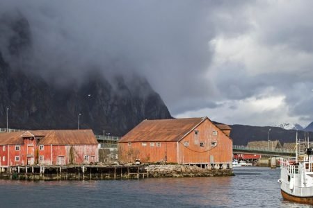 Harbour of Svolvær during the 2 days Lofoten Island tour package